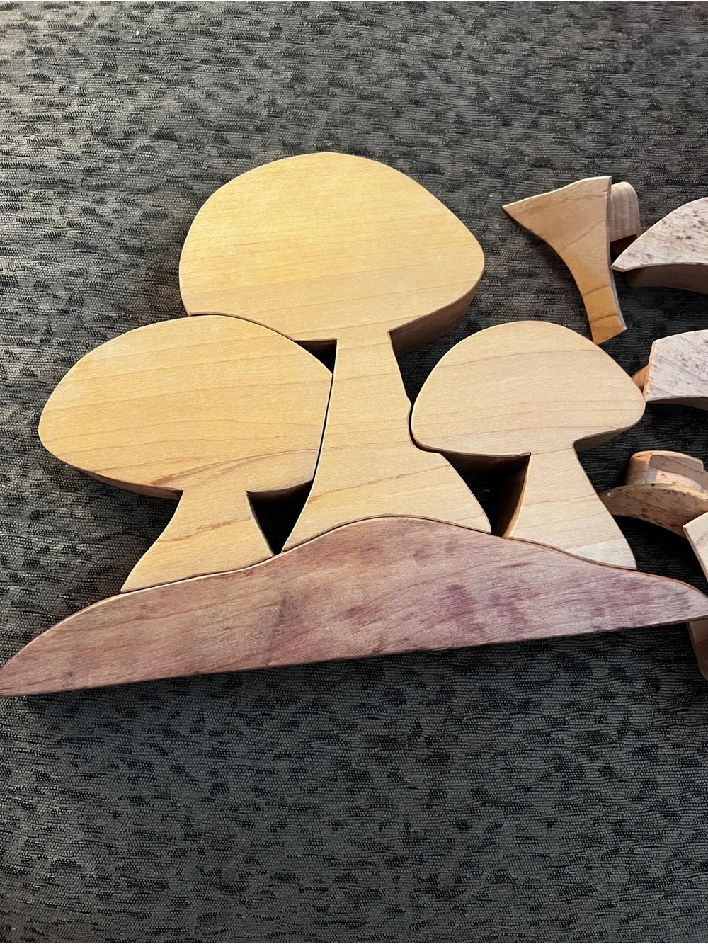 Handcrafted Wooden Mushroom trinket box shelf Natural Wood